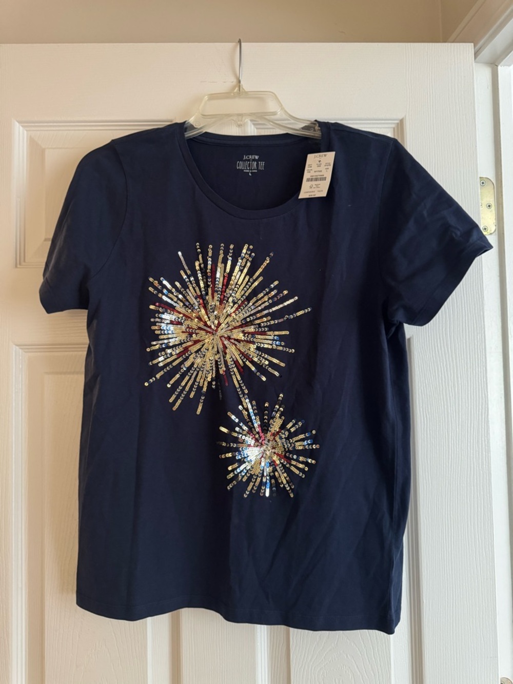 J.Crew Navy Sequin Firework Tee